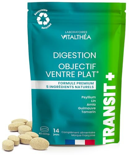 TRANSITAL PREMIUM x1 sachet| 5 actifs Transit Intestinal 100% Naturels | Détox Colon Rapide & Fibres |Ispaghul 600mg, Tamarinier Inde 450 mg| Anti-ballonnement & Constipation (42 unités (lot de 1))