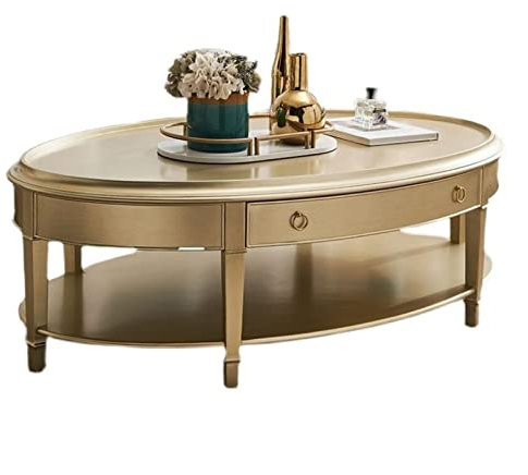 Konsolentische Satztische Ovaler Couchtisch mit Tablett Schreibtisch für Wohnzimmer, eleganter Couchtisch aus Holz mit Schublade und Ablage, Vintage-Cocktailtisch Beistelltische Säulentische (Farbe: G