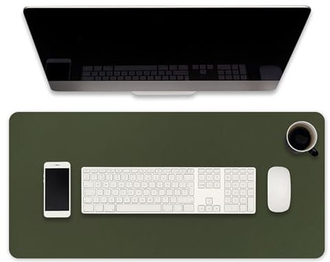 Schreibtischunterlage aus Leder, wasserdicht, Mauspad, Tastatur-Pad, rutschfeste Schreibtischunterlage für Zuhause, Schreiben, Spielen, Lesen (120 x 60 cm, grün)