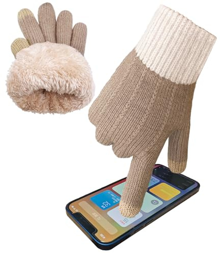 lifwimner Winter Handschuhe Damen Touchscreen Warme Fleece Strickhandschuhe Thermo Winterhandschuhe für Outdoor Laufen Radfahren Freizeit Geschenke