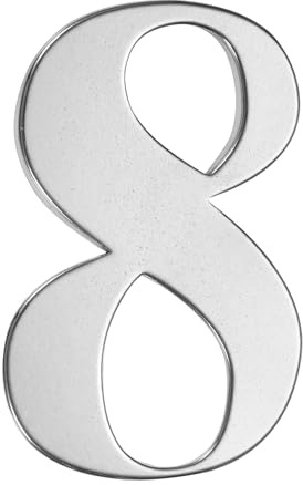 M METERXITY 1-Pack Self-adhesive House Number, 5 Inch 304 Stainless Steel Mailbox Number Address Number for House/Office/Hotel/Farmhouse, House Number for Outside [Number 8, Silver]