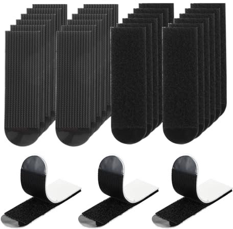 PATIKIL 64 Pares (128 Tiras) Tiras de Colgar Cuadros, Kit de Tiras de Colgar Cuadros de Alta Resistencia, Tiras de Colgar Cuadros Removibles sin Clavos para Decoraciones, Negro 65x20mm