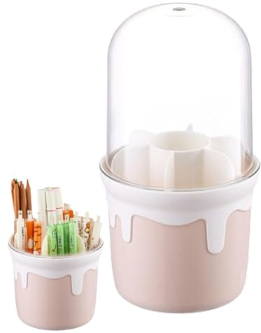 WJnflQN Organizzatore rotante di pennelli da trucco, supporto per pennelli da trucco per vanità, supporto per rossetto rotante a 360 gradi, porta pennelli rotanti, tazza di, Rosa, Unisexo,