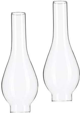 VOSAREA 2pièces Abat-jour Verre Clair Pour Lampe à Huile Remplacement Globe Verre Abat-jour Cheminée Pour Lampe à Pétrole Vintage Et Déco Rétro