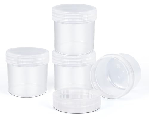 UMETASS TSA Approved Wide Mouth Travel Size Containers, PP Clear Leak Proof Travel Plastic Jars with Lids for Creams Lotion Cosmetic, Jewelry Beads, Sample, Small Items Storage (1.7 oz, 4 Pcs)