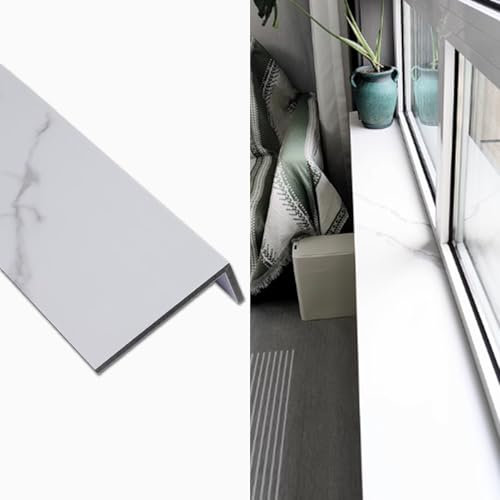 White Texture Window Sill Cover Modern Decorative Tile Finish Windowsill Board Capping for Dorm/Hotel Window Sill Guard Protectors (100x20cm/39.4x7.9in)