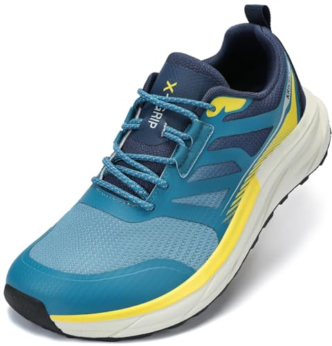 Kricely Laufschuhe Herren Breite Zehenbox Traillaufschuhe Straßenlaufschuhe Trekkingschuhe Sneaker Leicht Sportschuhe Outdoor Schuhe Bequeme Fitnessschuhe （Blau 42