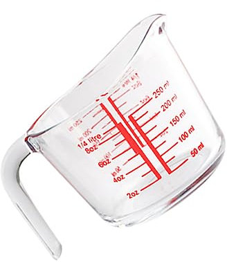Cabilock Taza Medidora De Vidrio Templado Resistente Al Calor Para Cocina Transparente Con Escala Legible y Diseño De Boca Ancha Fácil Limpieza