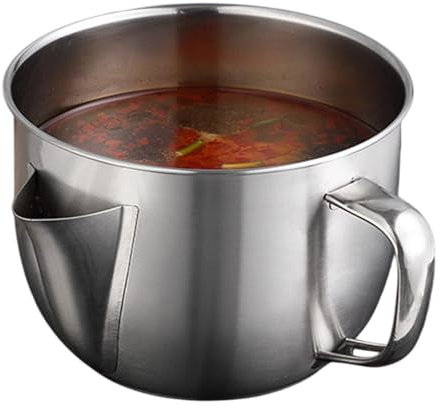Separatore di grasso in acciaio inossidabile, vaso filtro olio, separatore di olio multifunzionale di grande capacità, separatore di zuppa di grasso domestico 1,2 l, barattolo di olio filtrante in