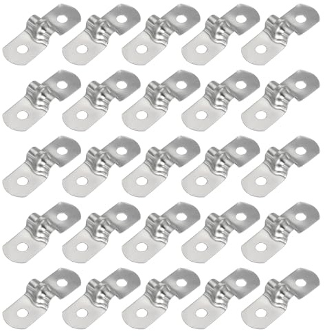 PATIKIL 5mm Fascetta Rigida Per Tubo, 25 Pcs 304 Fascette In Acciaio Inossidabile Per Condotto A 2 Fori Fascetta A U Per Fissaggio Tubi Cavi E Fili, (1/5)