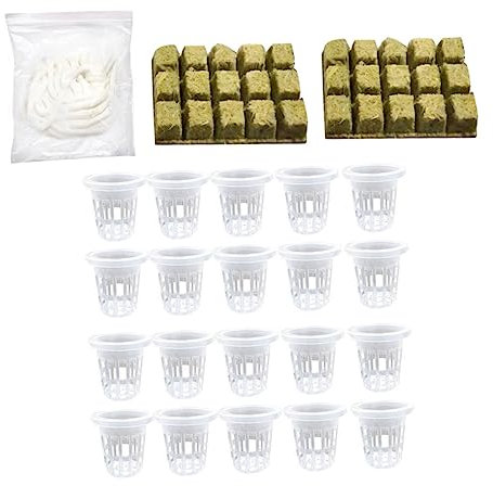 BESPORTBLE Hydrokultur Satz Hydrokultur Kit Mit Wachstumswürfeln Aus Baumwolle Und Kunststoff Netztöpfen Für Stecklinge Und Pflanzenvermehrung Mit Selbstbewässernder Baumwoll Dochtschnur