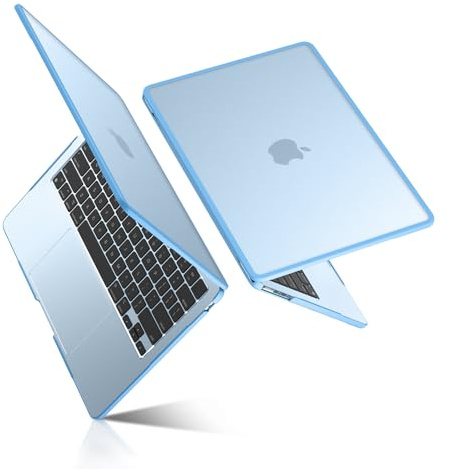 BlueSwan TPU Hülle Kompatibel mit MacBook Air M4 M3 M2 13,6 Zoll 2025 2024 2022 A3240 A3113 A2681 Kollisionsfester Rahmen Fingerabdruckresistente Schutzhülle -(Blau Cielo Rand) Azul Cielo Matt