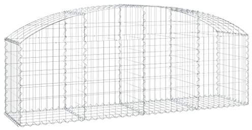 Panier de Gabion, Panier à Pierre Gabion Mur de Soutènement Clôture de Jardin arqué 200x50x60/80 cm Fer galvanisé