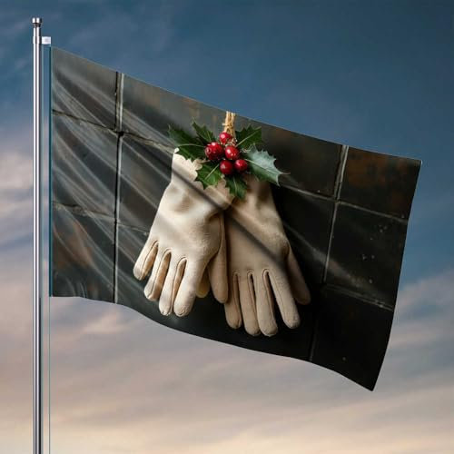 Guantes de Navidad con decoración de acebo para hombre, para dormitorio, sala de juegos, accesorios (30 x 45 cm)