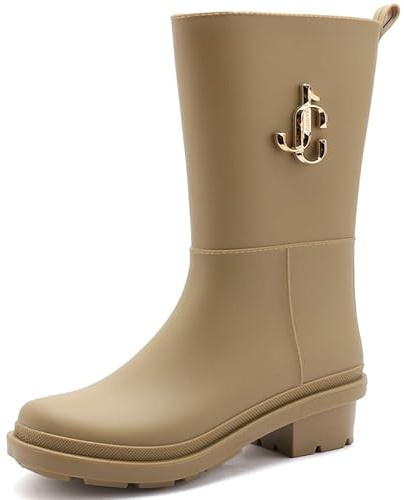 MGGMOKAY Botas de Agua para Mujer Botas Antideslizantes e Impermeables en Botas de Goma,Marrón,39