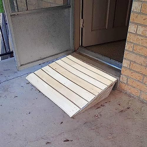 Schwellenrampe, Schwellenrampen für Türen 2,8 Zoll - 6 Zoll, tragbare Rollstuhlrampe aus Holz/Bordsteinrampe für den Außeneingang, rutschfeste Auffahrtsrampe für Gehhilfen (Größe: 30 x 30,8
