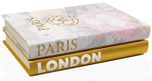 Decorative Books for Home - Shelf Decor Accents - Set of 2 - Modern Hardcover Book Stack - Matte Gold Coffee & Entry Table Decoration - Contemporary Display - Fashion Designer Dresser Aestethics