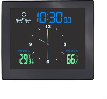 Orologio digitale LCD impermeabile per doccia, orologio elettronico silenzioso da parete con cronometro per temperatura e umidità, per bagno, cucina, spa (nero)