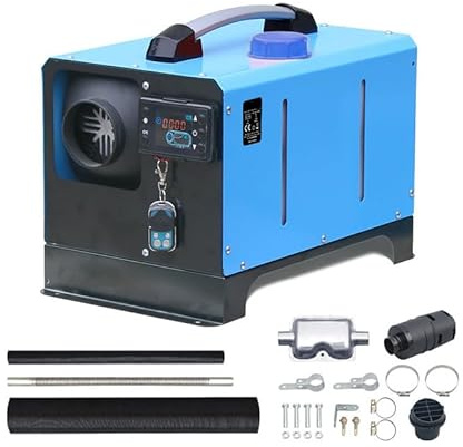 Riscaldatore ad aria diesel da 5 kW, 12 V 24 V, riscaldatore portatile a gasolio con schermo LCD e telecomando, riscaldatore da parcheggio a basso rumore per camper, auto e camper (blu navy 24 V 5 k