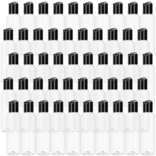RWFMO 50 Pcs 120ml Plastic Travel Bottles, Plastic Bottles for Toiletries | Plastic Squeeze Bottles with Disc Top Flip Cap, Empty Refillable Travel Container Bulk for Shampoo, Lotion, Leak-resistant