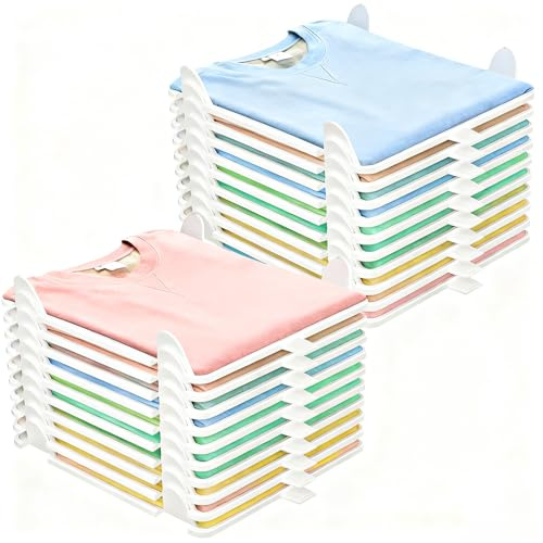 Suprbee 20 Stück T-Shirt Organizer Stapelbar, Closet Organizer, Erwachsene und Kinder Kleiderschrank Organizers Stapelbar für Kleidung, T-Shirt, Hemden