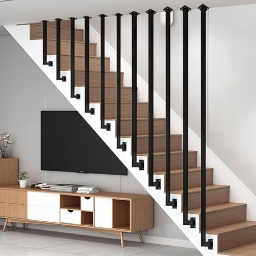 Rampa de escalera para interiores, barandilla de seguridad industrial de tubo cuadrado de hierro forjado en forma de L para ancianos y niños, valla protectora personalizada para escalones de casa y
