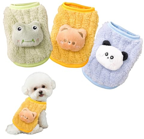 Valicaer Hundepullover für kleine Hunde und Katzen, warm, für den Winter, Motiv: Yorkie, Teetasse, Chihuahua, weich, für kleine Hunde, Katzen, 3 Stück