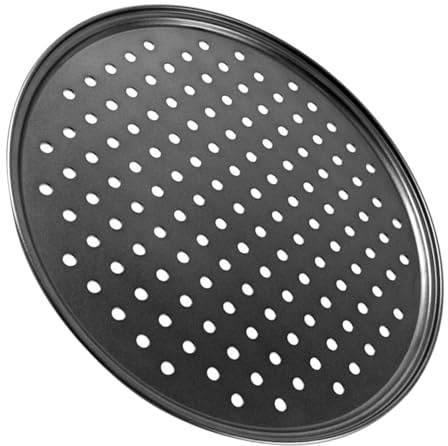 DIYEAH Teglia per Pizza Rotonda in Acciaio al Carbonio Perforata Antiaderente per Casa e Forno Distribuzione Uniforme del Calore per Pizza e Pasticceria