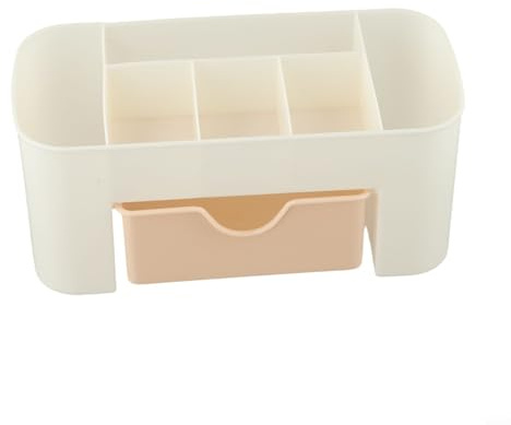 Boîte de rangement pour bijoux et cosmétiques de style tiroir en plastique pour bureau et coiffeuse, aide à organiser efficacement les petits objets (rose)