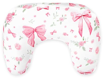 Jundetye New Nursing Pillow Cover Girls, Soft Breastfeeding Pillow Covers for Baby Newborn Infant, fits New Nursing Pillow, Easy Removal and Machine Washable Slipcover, Pillowcase Only (Pink Rose)