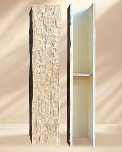 Deckenbalken Holzoptik Rustikale Holzbalken im Landhausstil, Dekorativer U-förmiger Dachbodenbalken, Wasserfeste, Leichte PU-Holzbalken(C,100x15x15cm/39x6x6in)