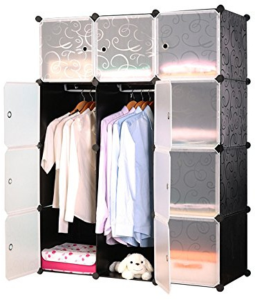HENGMEI 12 Cubos Armario de Almacenaje Armario portátil Estantería de Módulos Cubos Organizador con Puertas para la ropa