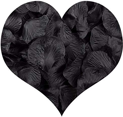 Rosenblätter,1000 Pack Seide Künstliche Rosenblüten Romantische Dekoration für Hochzeit Valentinstag Konfetti Tisch Streuung 5 * 5CM Schwarz