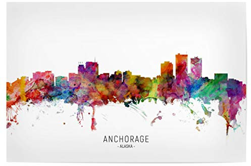 artboxONE Poster 90x60 cm Städte Anchorage Alaska Skyline txt - Bild Anchorage Anchorage Cityscape