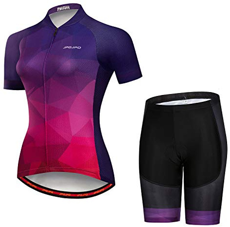 Damen-Radtrikot-Set, Kurzarm, schnelltrocknend, 5D-gepolsterte Fahrradhose