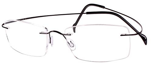 Agstum Reines Titan randloser Rahmen optische Scharnierbrille für Damen und Herren, Schwarz , M