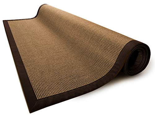 Floordirekt Kratzteppich für Katzen | Aus robustem & natürlichem Sisal | Verschiedene Bordürenfarben | Zum Spielen und Kratzen (70 x 130 cm, Kork)