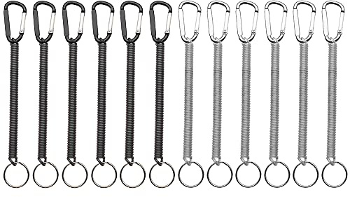 12 Stück Angeln Lanyard,Spiral Schlüsselanhänger,Sicherheit Lanyard Seile,Angeln Lanyards Bootfahren Seile,Elastisch Spiral Schlüsselanhänger,Zwei Farben,Zum Angeln,Bergsteigen,Wandern,Langlaufen