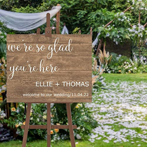 Panneau de mariage en bois « We're So Glad Your Here », panneau de bienvenue de mariage, panneau de bienvenue de mariage, panneau de mariage en bois 40,6 x 50,8 cm