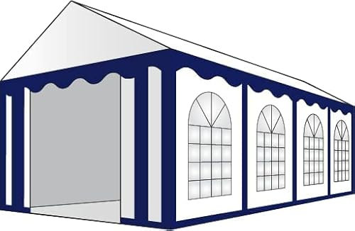 AMBISPHERE Partyzelt Classic Plus Hochwertiger Pavillon 550g/m² PVC Plane Gartenzelt/Festzelt/Bierzelt Wasserdicht, UV-Resistent & Feuerhemmend Größen in Blau/Weiß mit 5 Jahren Garantie (4x10m)