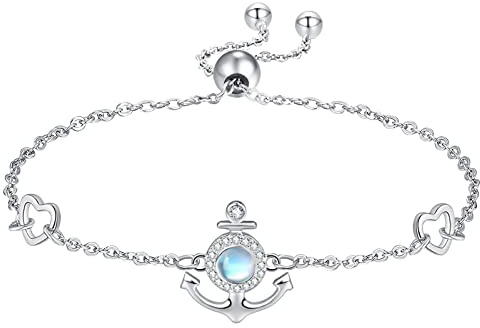KINGWHYTE Armband kompass/ankare armband 925 sterlingsilver graverat riktning kompass armband oändlighet armband smycken gåvor för kvinnor mor flicka dotter (ankararmband), Sterlingsilver