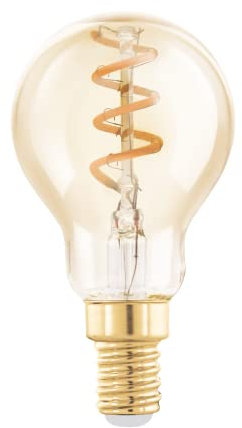 Eglo Dimmable E14 LED, amber vintage spiral filament light bulb, Edison lamp for retro lighting, 4 watt (equivalent to 15 watt), 145 lumen, warm white glow, 2000 Kelvin, P45, Ø 1.8