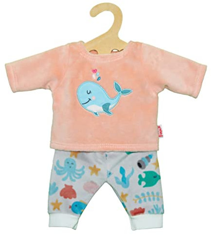 Heless 2285 - Puppenkleidung im Design Wal Bobby, 2 teiliger Pyjama mit Shirt und Stoffhose für Puppen und Kuscheltiere der Größe 35 - 45 cm