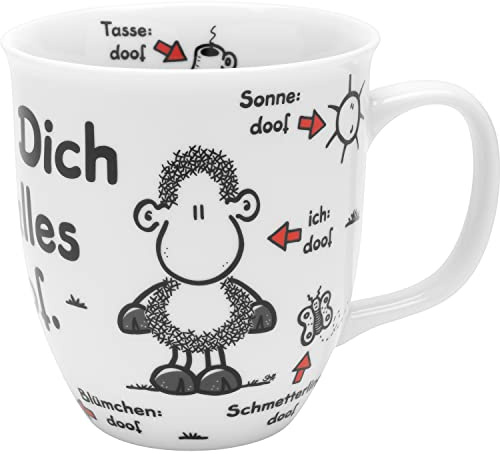 Sheepworld Tasse Ohne Dich ist alles doof | Porzellan, 40 cl, Kaffeetasse mit Spruch und Motivdruck | Geschenk für Verliebte, Valentintstag | 48125