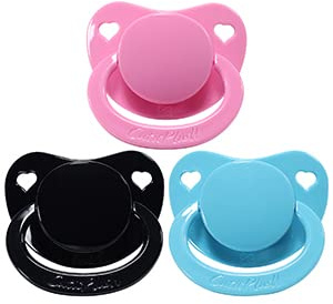 CutiePlusU Erwachsene Größe Schnuller-große Schild 3 Pack - Rosa, Blau, Schwarz