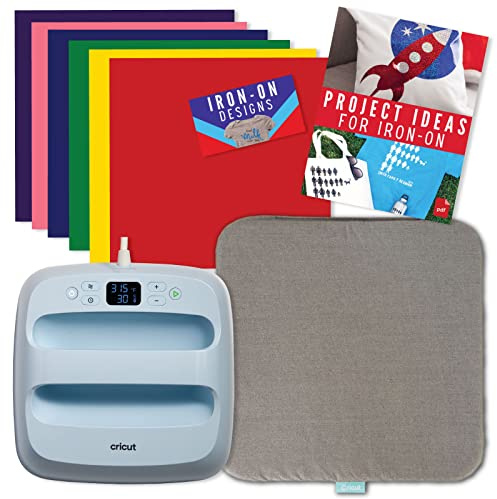 Cricut Easy Press 3 9x9 with Iron-On HTV Rainbow Sampler 12x12 Heat Mat Bundle - Heat Press Machine with Heat Transfer Vinyl for Sublimation and Custom DIY Ironing Projects, Shirt Pressing Machine