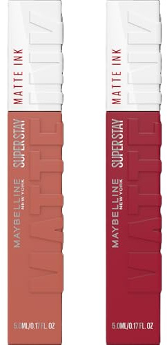 Maybelline New York Superstay Matte Ink Farbe 65 Seductress + 80 Roler – 2 Lippenstifte mit Applikator mit Spitze