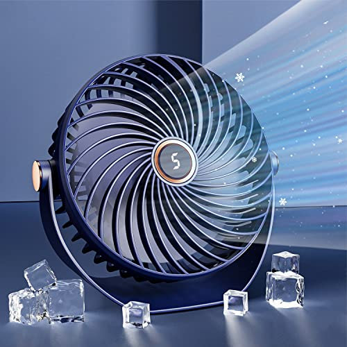 Brand 5-Speed USB Desk Fan - Quiet, Portable, 360° Rechargeable Battery Fan
