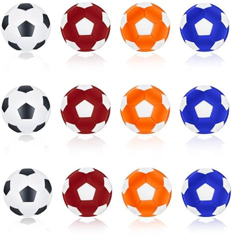 Firschoie 12 Tischfußball Kickerbälle,Tabletop Football aus ABS,32mm Mini Tischfussball Ersatzbälle, 4 Farbkombinationen, für Erwachsene Kinder Fußball Tisch Spiel Bedarf