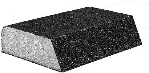 GRAPHITE Esponja de borde inclinado 98 x 25 x 68 mm, grano K80/120/180, esponja de lijado de alta calidad para un lijado preciso, versátil, para madera, metal, plástico y más (K180)